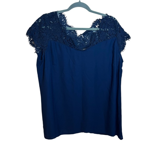 Nwt City Chic Elegant Navy Lace Blouse - Picture 1 of 5